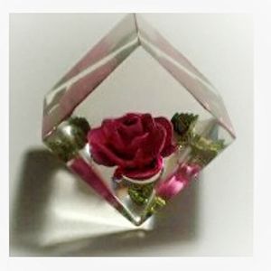Vintage Rose inside Lucite Brooch